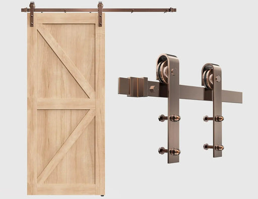 6.6FT Colorful Sliding Barn Door Track Kit for 1 Doors, J Shape(No Door) - Sweatfully