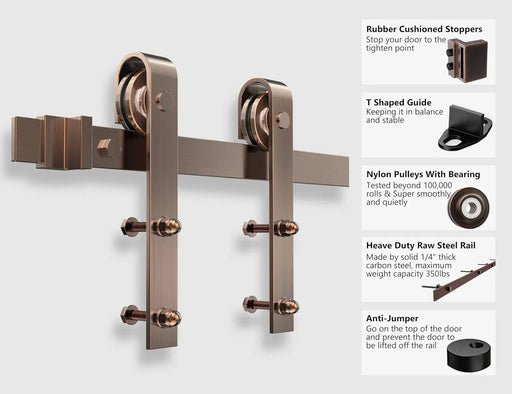 6.6FT Colorful Sliding Barn Door Track Kit for 1 Doors, J Shape(No Door) - Sweatfully