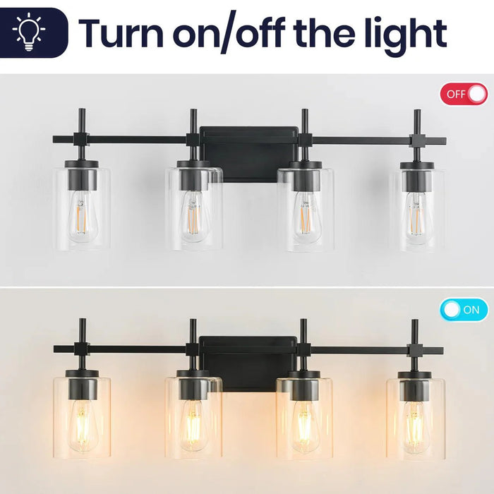 Jasper Modern 4-Light Clear Glass Bathroom Lights Linear Vanity Light - Sweatfully
