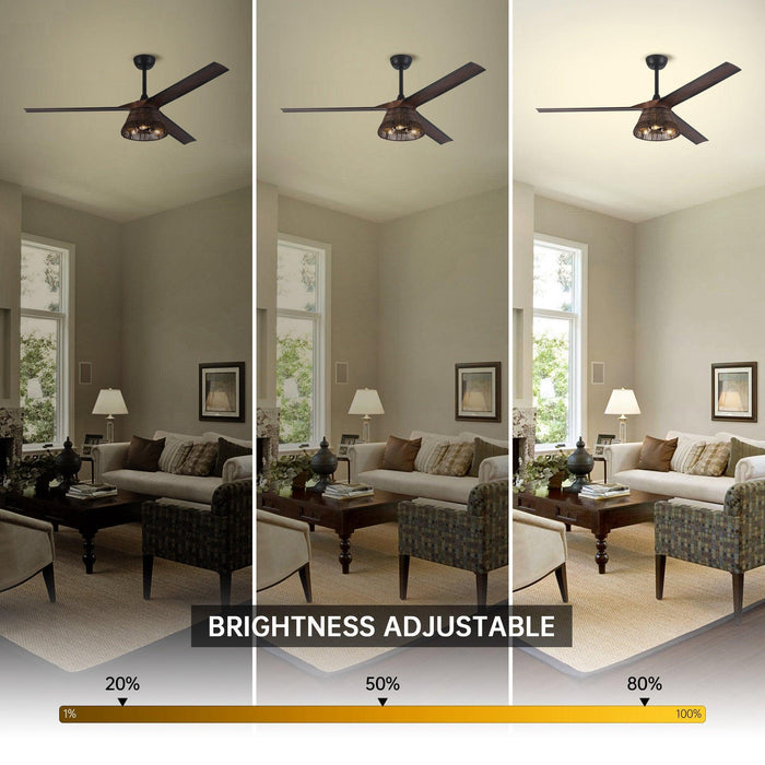 60" Farmhouse Downrod Mount Reversible Ceiling Fan with Lighting and Remote Control - Sweatfully