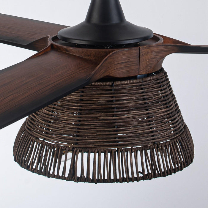 60" Farmhouse Downrod Mount Reversible Ceiling Fan with Lighting and Remote Control - Sweatfully