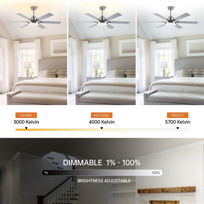 60" Lucknow Modern Ceiling Fan with Lighting and Remote Control - Sweatfully