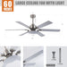 60" Lucknow Modern Ceiling Fan with Lighting and Remote Control - Sweatfully