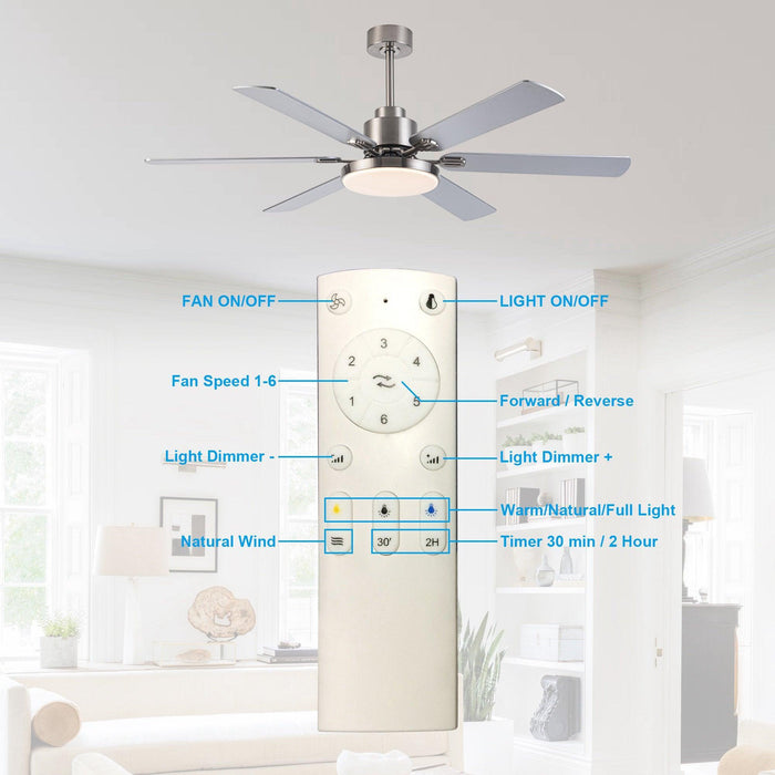 60" Lucknow Modern Ceiling Fan with Lighting and Remote Control - Sweatfully