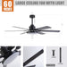 60" Industrial DC Motor Downrod Mount Reversible Ceiling Fan with Lighting and Remote Control - Sweatfully