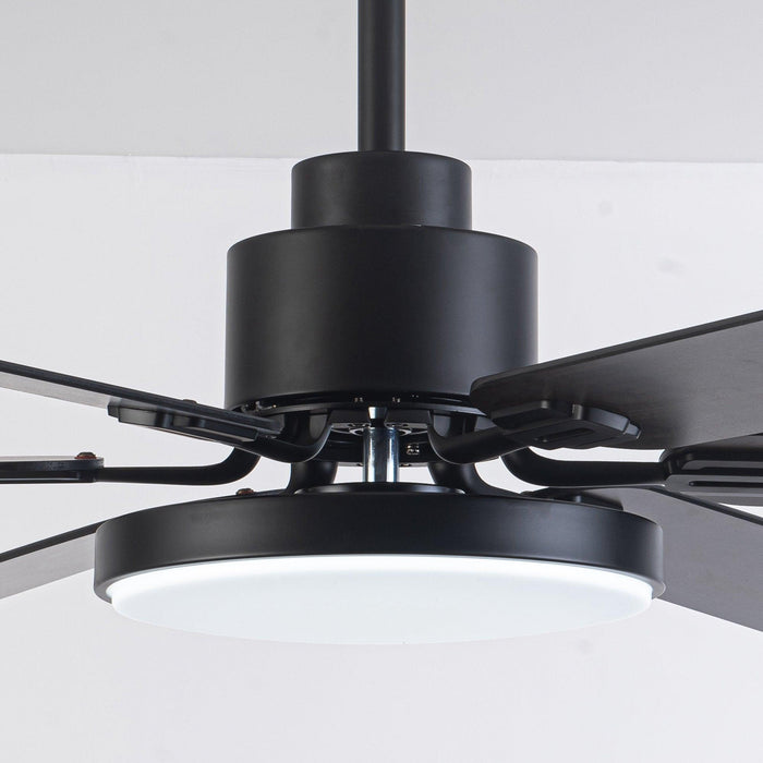 60" Industrial DC Motor Downrod Mount Reversible Ceiling Fan with Lighting and Remote Control - Sweatfully
