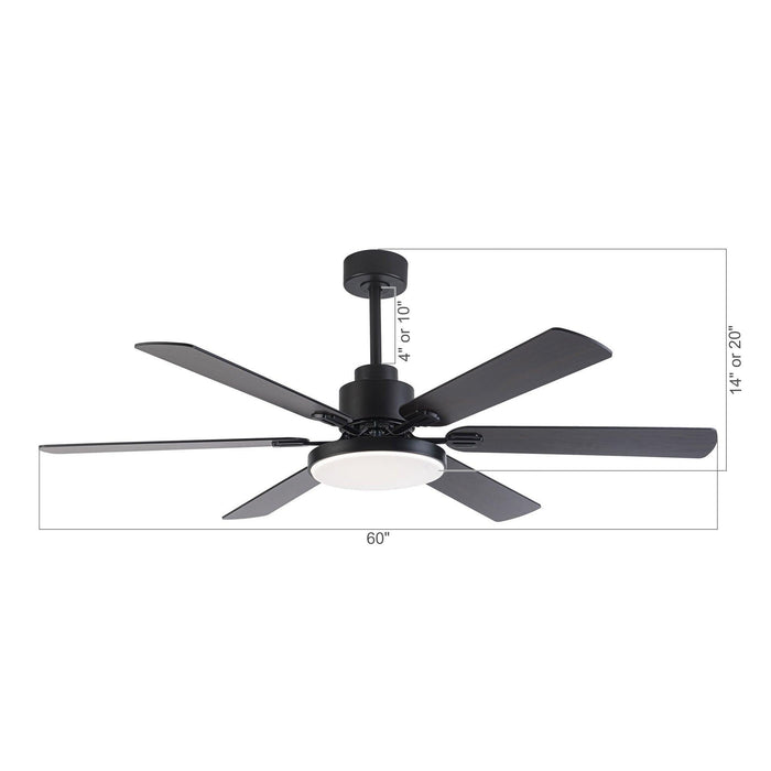 60" Industrial DC Motor Downrod Mount Reversible Ceiling Fan with Lighting and Remote Control - Sweatfully