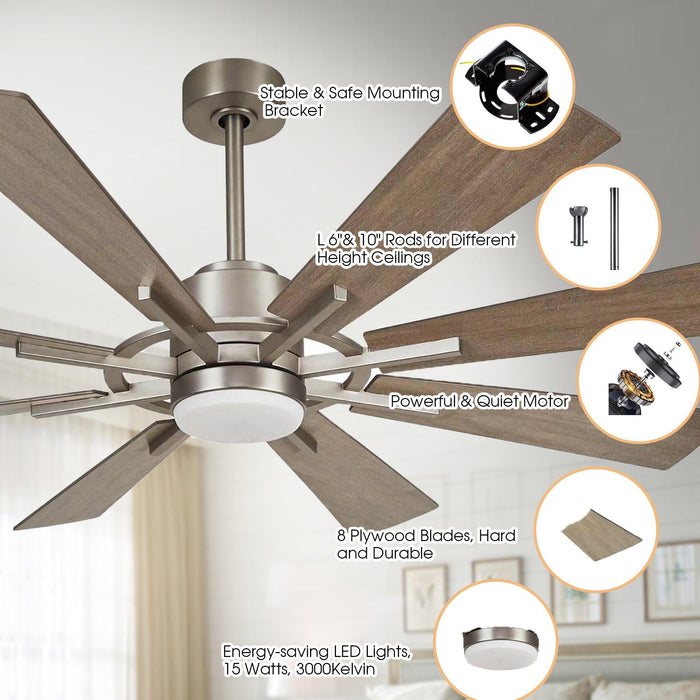 60" Oretha Windmill DC Ceiling Fan with LED Lighting - Sweatfully