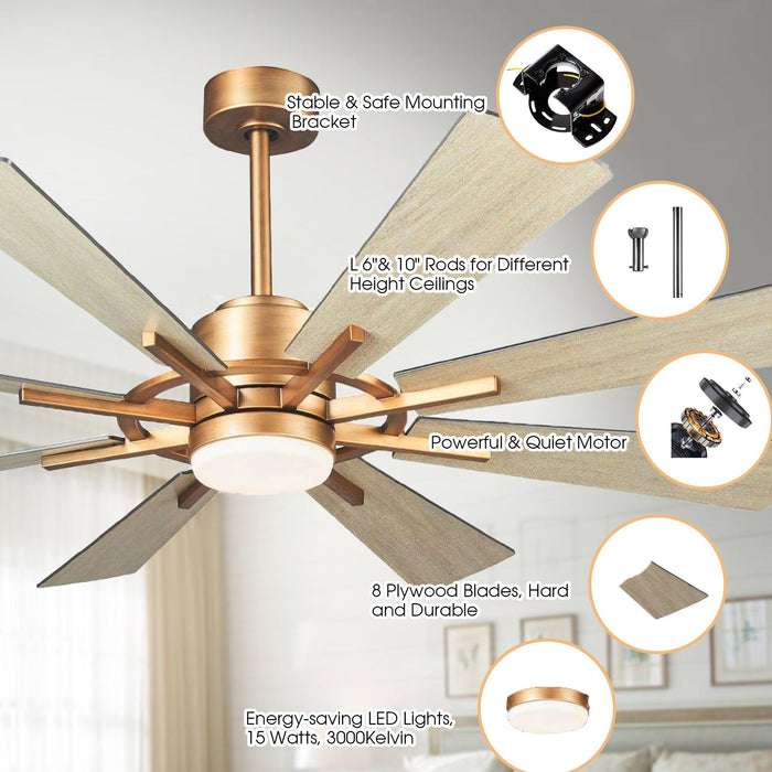 60" Oretha Windmill DC Ceiling Fan with LED Lighting - Sweatfully