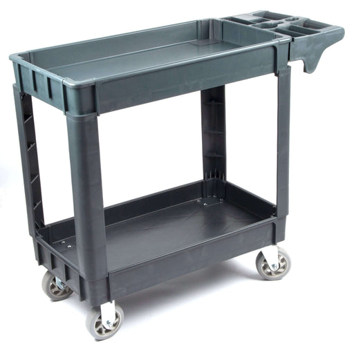 600 lbs Heavy Duty Plastic Rolling Utility Cart for Warehouse/Garage/Restaurants/Offices, HDPE Shelves, 5" Caster Wheels - Sweatfully