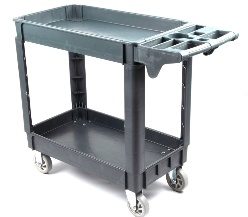 600 lbs Heavy Duty Plastic Rolling Utility Cart for Warehouse/Garage/Restaurants/Offices, HDPE Shelves, 5" Caster Wheels - Sweatfully