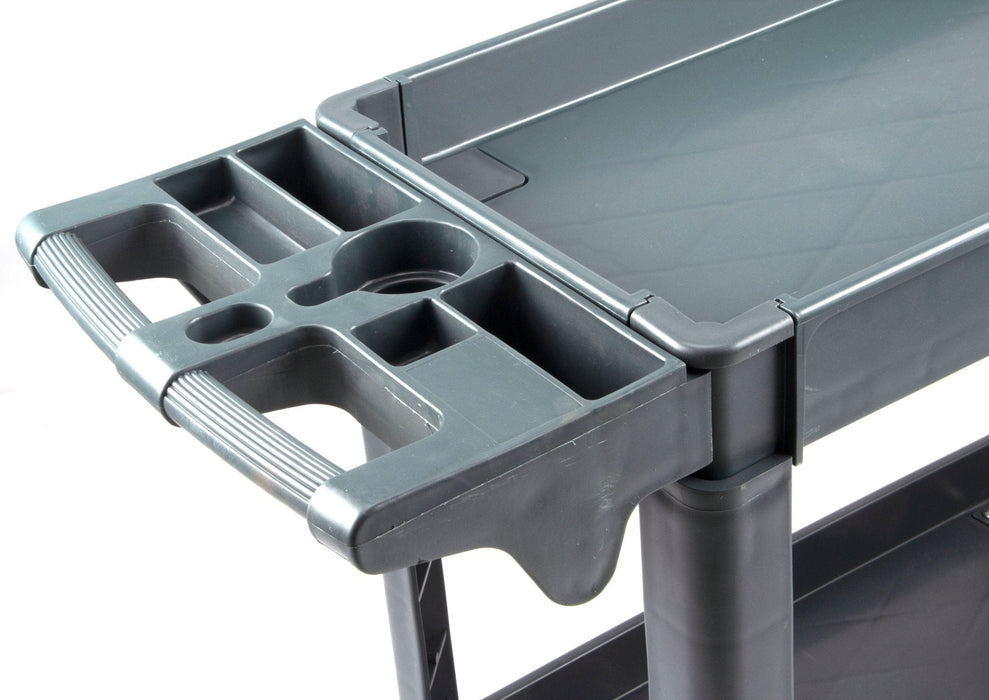 600 lbs Heavy Duty Plastic Rolling Utility Cart for Warehouse/Garage/Restaurants/Offices, HDPE Shelves, 5" Caster Wheels - Sweatfully