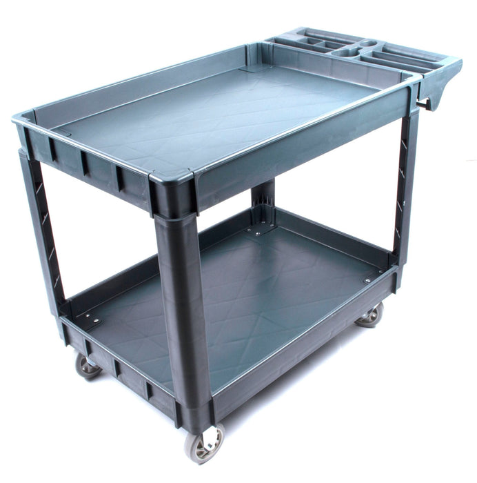 600 lbs Heavy Duty Plastic Rolling Utility Cart for Warehouse/Garage/Restaurants/Offices, HDPE Shelves, 5" Caster Wheels - Sweatfully