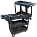 600 lbs Heavy Duty Plastic Rolling Utility Cart for Warehouse/Garage/Restaurants/Offices, HDPE Shelves, 5" Caster Wheels - Sweatfully