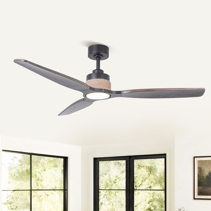 56 Inch Louise Downrod Mount LED Ceiling Fan with Remote Control - Sweatfully