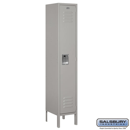Salsbury 12" Wide Single Tier Standard Metal Locker - 1 Wide - 5 Feet High - 12 Inches Deep - Gray - Assembled - Sweatfully