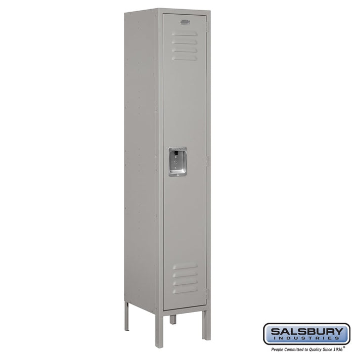 Salsbury 12" Wide Single Tier Standard Metal Locker - 1 Wide - 5 Feet High - 12 Inches Deep - Gray - Unassembled - Sweatfully