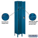 Salsbury 12" Wide Single Tier Standard Metal Locker - 1 Wide - 6 Feet High - 12 Inches Deep - Blue - Unassembled - Sweatfully