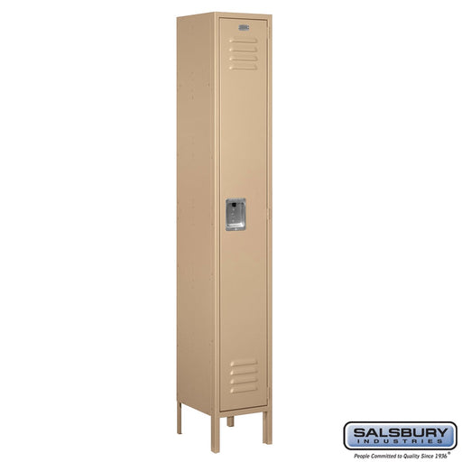 Salsbury 12" Wide Single Tier Standard Metal Locker - 1 Wide - 6 Feet High - 12 Inches Deep - Tan - Assembled - Sweatfully