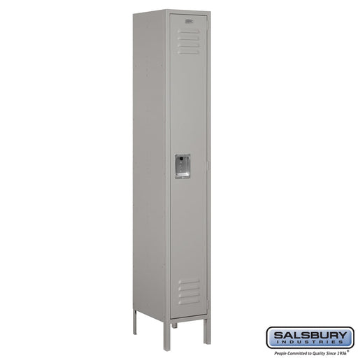 Salsbury 12" Wide Single Tier Standard Metal Locker - 1 Wide - 6 Feet High - 15 Inches Deep - Gray - Unassembled - Sweatfully