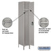 Salsbury 12" Wide Single Tier Standard Metal Locker - 1 Wide - 6 Feet High - 18 Inches Deep - Gray - Assembled - Sweatfully