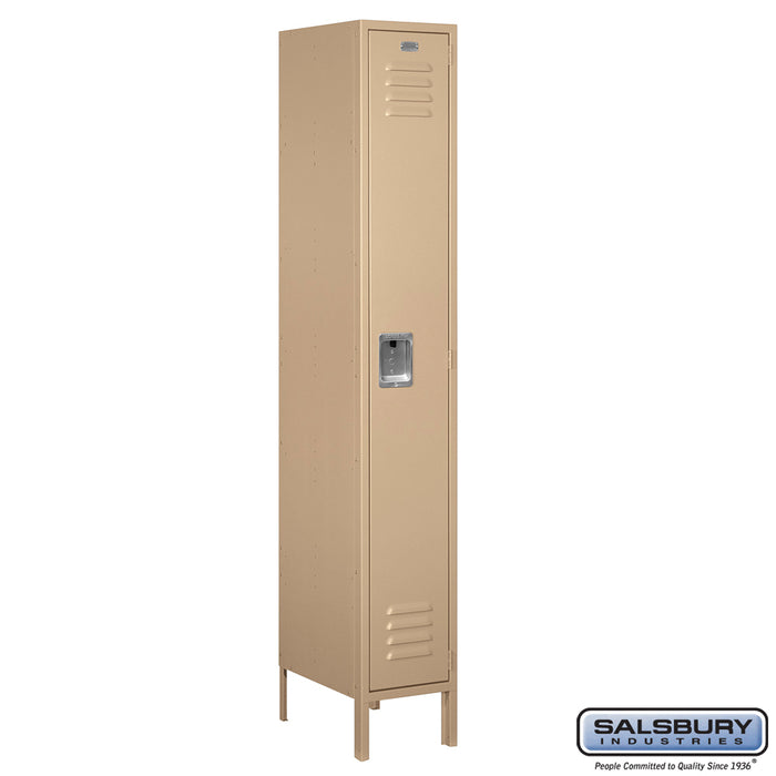 TEST Salsbury 12" Wide Single Tier Standard Metal Locker - 1 Wide - 6 Feet High - 18 Inches Deep - Tan - Assembled