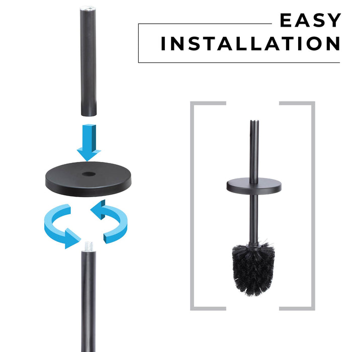 Toilet Brush and Holder (Matte Black Finish) - Sweatfully