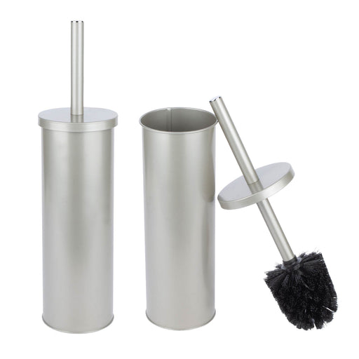 Toilet Brush and Holder, 2-Pack (Brushed Nickel Finish) - Sweatfully