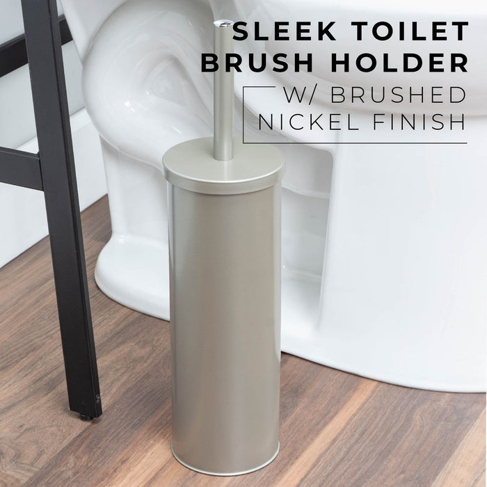 Toilet Brush and Holder, 2-Pack (Brushed Nickel Finish) - Sweatfully