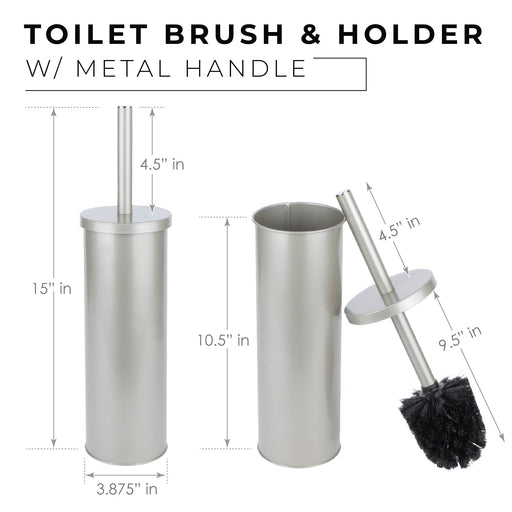 Toilet Brush and Holder (Brushed Nickel Finish) - Sweatfully