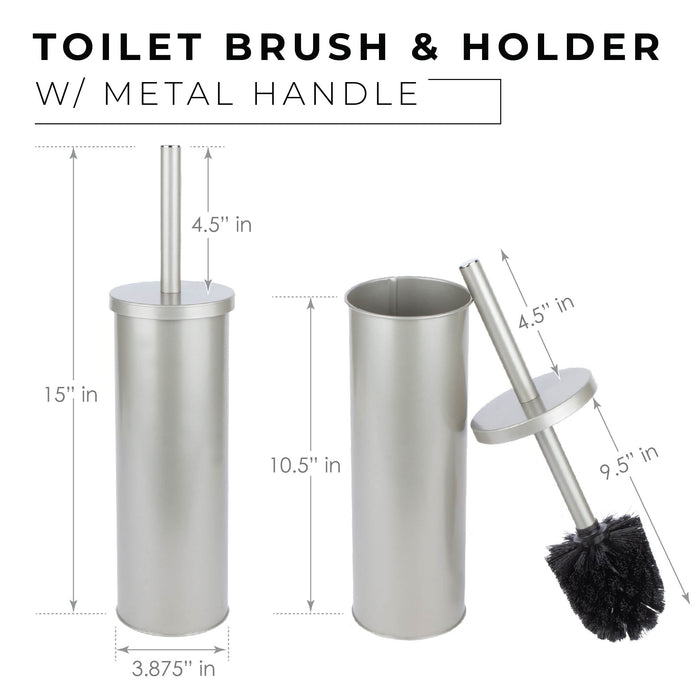 Toilet Brush and Holder (Brushed Nickel Finish) - Sweatfully