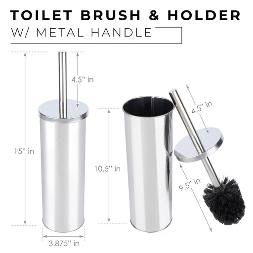 Toilet Brush and Holder (Chrome Finish) - Sweatfully