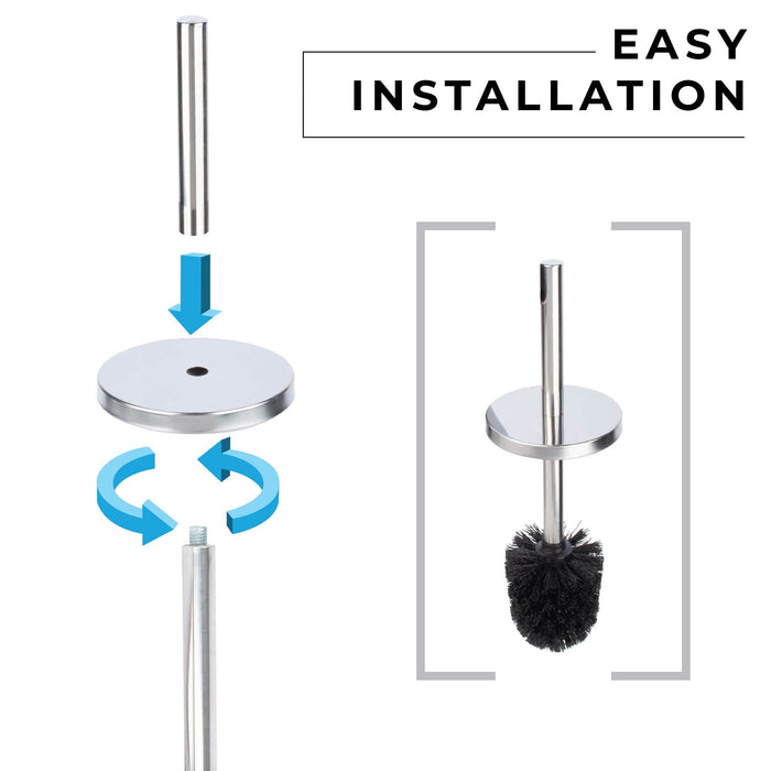 Toilet Brush and Holder (Chrome Finish) - Sweatfully
