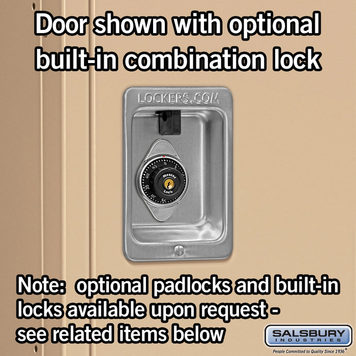 Salsbury 12" Wide Single Tier Standard Metal Locker - 3 Wide - 5 Feet High - 12 Inches Deep - Tan - Assembled - Sweatfully