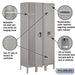 Salsbury 12" Wide Single Tier Standard Metal Locker - 3 Wide - 6 Feet High - 15 Inches Deep - Gray - Unassembled - Sweatfully