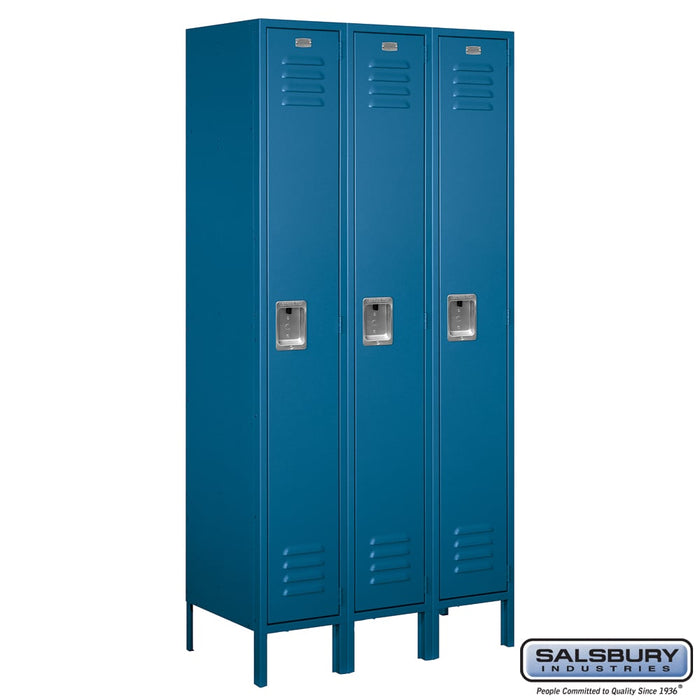 TEST Salsbury 12" Wide Single Tier Standard Metal Locker - 3 Wide - 6 Feet High - 18 Inches Deep - Blue - Assembled