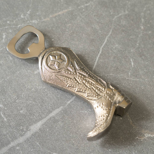 Nickel Etched Cowboy Boot Bottle Opener - Sweatfully
