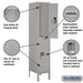 Salsbury 12" Wide Double Tier Standard Metal Locker - 1 Wide - 5 Feet High - 15 Inches Deep - Gray - Assembled - Sweatfully