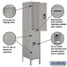 Salsbury 12" Wide Double Tier Standard Metal Locker - 1 Wide - 5 Feet High - 18 Inches Deep - Gray - Assembled - Sweatfully