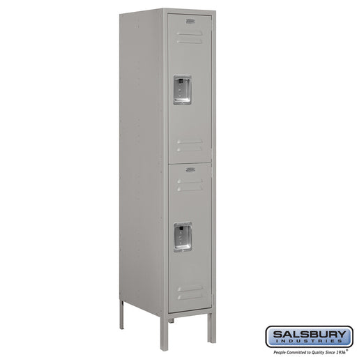 Salsbury 12" Wide Double Tier Standard Metal Locker - 1 Wide - 5 Feet High - 18 Inches Deep - Gray - Unassembled - Sweatfully