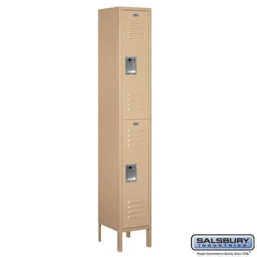 Salsbury 12" Wide Double Tier Standard Metal Locker - 1 Wide - 6 Feet High - 12 Inches Deep - Tan - Unassembled - Sweatfully