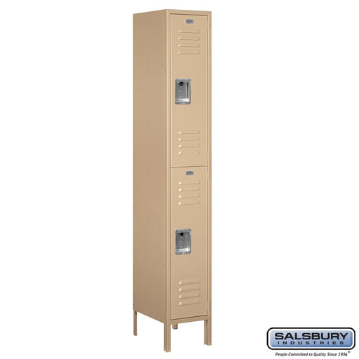 Salsbury 12" Wide Double Tier Standard Metal Locker - 1 Wide - 6 Feet High - 15 Inches Deep - Tan - Unassembled - Sweatfully