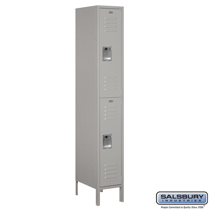 Salsbury 12" Wide Double Tier Standard Metal Locker - 1 Wide - 6 Feet High - 18 Inches Deep - Gray - Assembled - Sweatfully