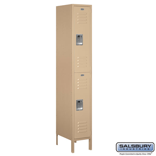 Salsbury 12" Wide Double Tier Standard Metal Locker - 1 Wide - 6 Feet High - 18 Inches Deep - Tan - Assembled - Sweatfully