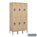Salsbury 12" Wide Double Tier Standard Metal Locker - 3 Wide - 5 Feet High - 12 Inches Deep - Tan - Assembled - Sweatfully