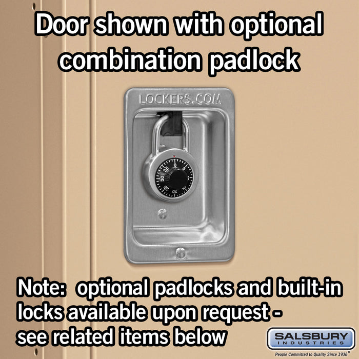 Salsbury 12" Wide Double Tier Standard Metal Locker - 3 Wide - 6 Feet High - 12 Inches Deep - Tan - Unassembled - Sweatfully