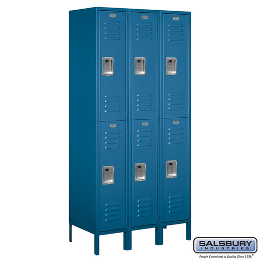 Salsbury 12" Wide Double Tier Standard Metal Locker - 3 Wide - 6 Feet High - 18 Inches Deep - Blue - Unassembled - Sweatfully
