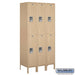 Salsbury 12" Wide Double Tier Standard Metal Locker - 3 Wide - 6 Feet High - 18 Inches Deep - Tan - Assembled - Sweatfully