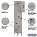Salsbury 12" Wide Triple Tier Standard Metal Locker - 1 Wide - 6 Feet High - 12 Inches Deep - Gray - Assembled - Sweatfully