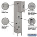 Salsbury 12" Wide Triple Tier Standard Metal Locker - 1 Wide - 6 Feet High - 15 Inches Deep - Gray - Assembled - Sweatfully